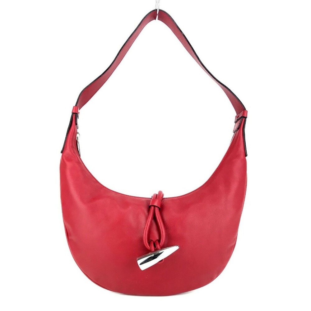 🚫SOLD🚫 Burberry Red Leather Crescent Hobo